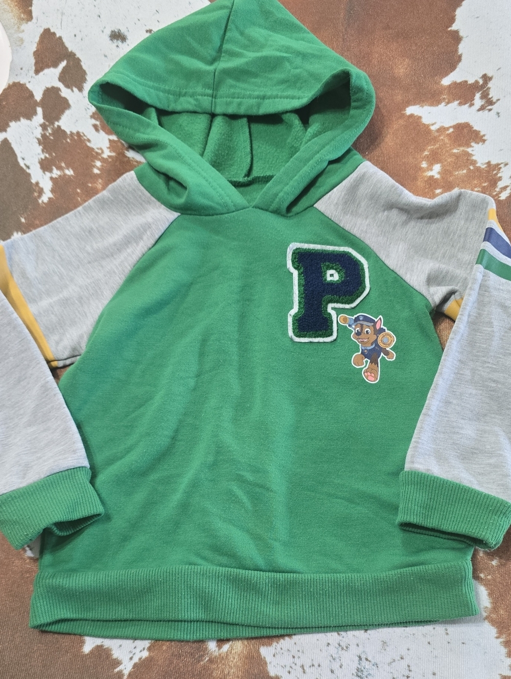 Paw Patrol Green Hooded Sweatshirt with Gray Sleeves